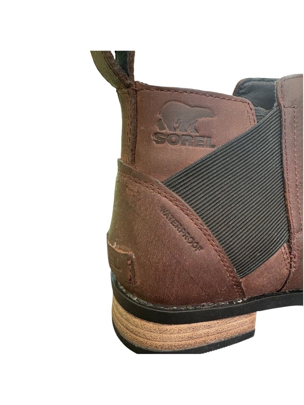 Sorel Brown Leather Emelie Chelsea Boots - Classic Slip-On. Size 7. EUC! - Picture 8 of 16